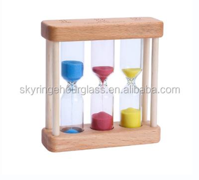 China Wood+glass wooden sand timer virtual tea hourglass timer 3 minute 4 5 for sale