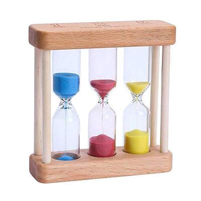 China Factory Wholesale Traditional Classic Design Desk Clock 3 in 1 Minute 3 5 7 Tea Sand Wooden Timer for Tea Maker for sale