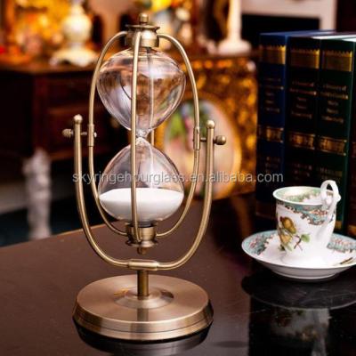 China For Timing 1 Hour Hourglass Brass Timer, Rotating Metal Sand Timer for sale