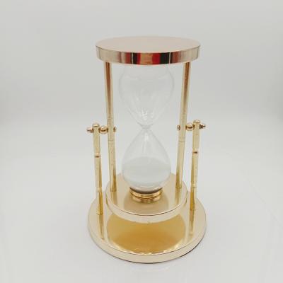 China Custom Metal+glass Large Metal Hourglass Stainless Steel Rotating Sand Timer for sale