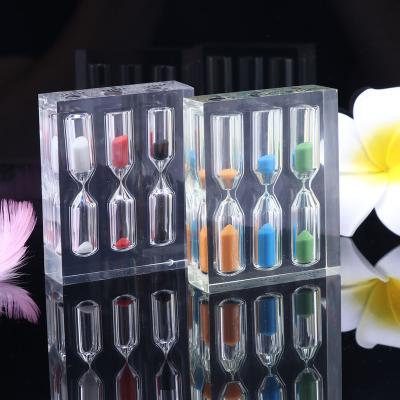 China 357 hourglass mini clear sand timer minimalist wholesale acrylic sandglass customized per minute for sale