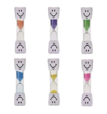 China Traditional Plastic Smiling Teeth 1 2 3 4 5 Minutes Face Shape Dental Hourglass Sand Timer for Kids for sale