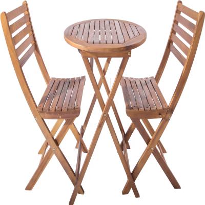 China Modern Wholesale Foldable Acacia Wood Garden Table Chair Set For Outdoor Bistros for sale