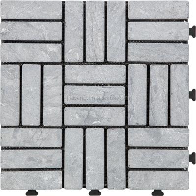 China Cheap Natural Travertine Stone Tile DIY Foshan Supplier Price Interlocking Flooring With PE Base for sale