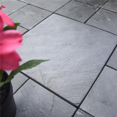 China Anti Slip Green Slate Plastic Base Easy Install Durable Exterior Interlock Floor Tiles Stone for sale