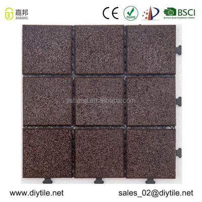 China SBR rubber+PE+silicon interlocking anti slip cheap rubber gym flooring outdoor mat DIY floor tile for sale