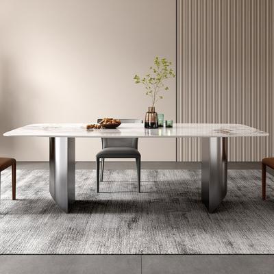 China Modern Rectangle Dining Sets Italian Luxury Modern Stainless Steel Dining Table Dining Table Set High Quality for sale