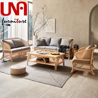 China Other Hot Sale Indoor Rattan Furniture Natural Hotel Sofa Set Hand Weaving Wicker Morden Comfortable Sofa for sale