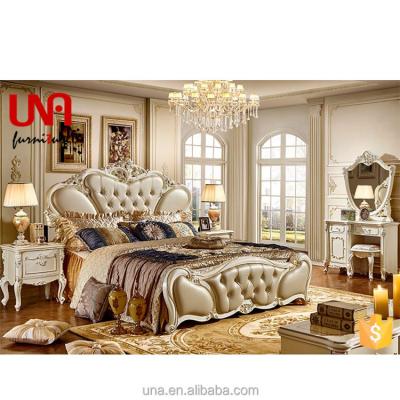 China Hot Selling Luxury Girl Extended Bedroom Furniture Suites Sets Leather Upholstered Wooden King Size Double Bed Sets for sale