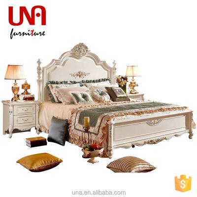 China King Size Bed Designs Pearl White Antique Bedroom Furniture Set Italian EUROPEAN King Size Beds Set for sale