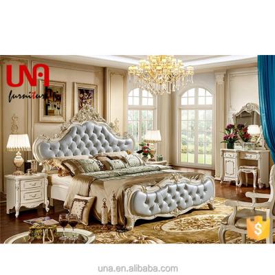 China Una Italian Wooden Bedroom Suites New Customized Unique European Furniture Classic Style Double Bed Set for sale