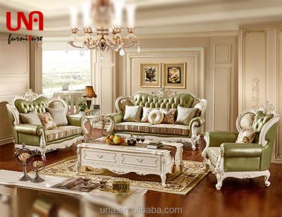 China Other New Model Sofa Sets European Style Living Room Arab Baroque Furniture Couch Solid Wood Leather Sofas for sale