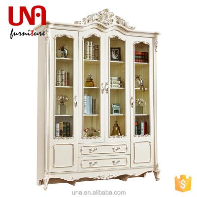 China Una Furniture Wooden Display Cabinet EUROPEAN Glass Display Showcase Wine Glass Cabinet For Living Room for sale