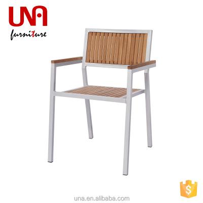 China Modern High Quality Dining Chairs Metal Outdoor Chair Panel Garden Wood Armchair For All Weather for sale