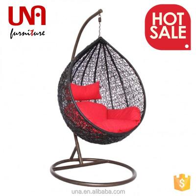 China Modern Outdoor Patio Rattan Balcony Hanging Chair Adults Swing Chair Metal Porch Wrought Iron Patio Swing Chair for sale