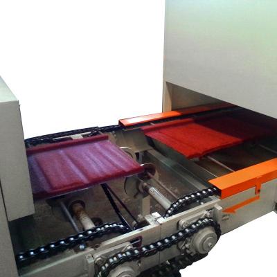 China Hotels Color-Stone Coated Metal Tile Production Line Stone Steel Color Roof Tile Machine for sale