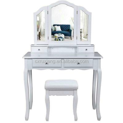 China Eco - Friendly White Wood Mirrored Dresser Table For Bedroom for sale