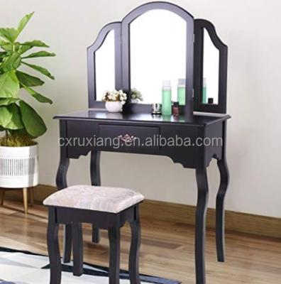 China Eco - Friendly Black Wooden Makeup Dressing Table Mirror for sale