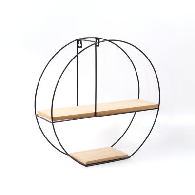 China Sustainable Wood And Metal Wire Wall Mount Decoration Wall Shelf for sale