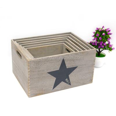 China Europe Washed Handwork Wood Art White Box With Star Logo for sale