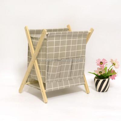 China Eco-friendly Free Standing Wooden Log Holder with 3 Bags for sale