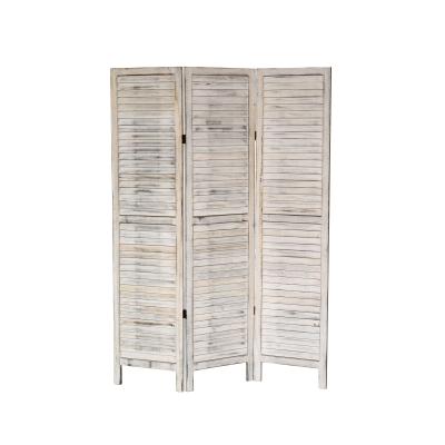 China Folding Whitened 3 Panel Folding Screen Wood Room Divider for sale