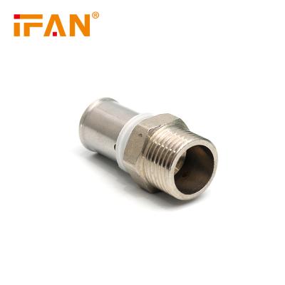 China 57-3 Professional Brass AL PEX Pipe Fittings from Ifan PEX Manufacturer 16 - 32mm Male PEX Fittings Brass Press Fitting Plug for sale