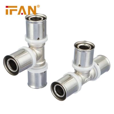 China Pipe Lines Connect IFAN Factory PEX Pipe White Color Fit 16 - 32mm Brass Press Fitting For PEX Al PEX Hot Water Floor Heating Pipes for sale