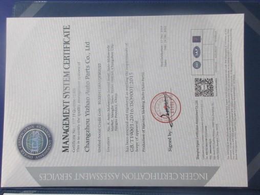 ISO9001 - Changzhou Yizhao Auto Parts Co., Ltd.