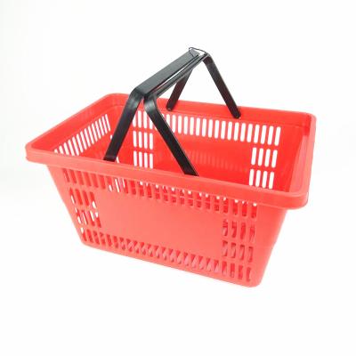 China Supermarket Shopping Plastic Rolling Cart With Two Wheels 530x380x430mm for sale