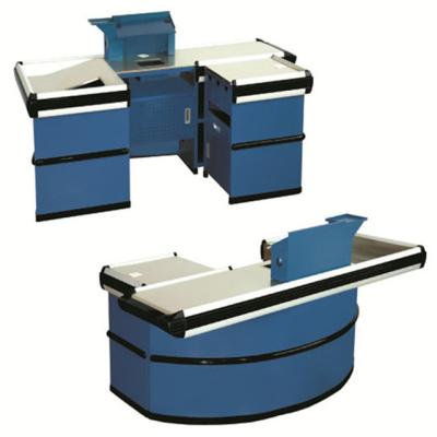 China Corrosion Protection Supermarket Checkout Counter With Conveyor Belt for sale