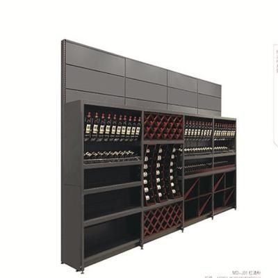 China Fashionable Corrosion Protection Supermarket Shopping Display Red Wine Shelf Wall Steel Shelves for sale