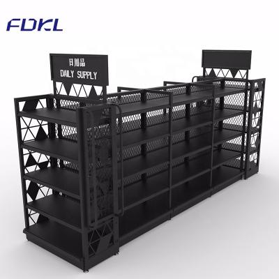 China factory new style gondola steel display rack single side/supermarket double side store for sale