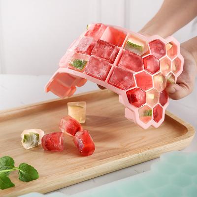 China Wholesale Thickened Sustainable Food Grade Silicone Ice Cube Non-hazardous Frozen Ice Tray With Lid Ice Cube Mold for sale