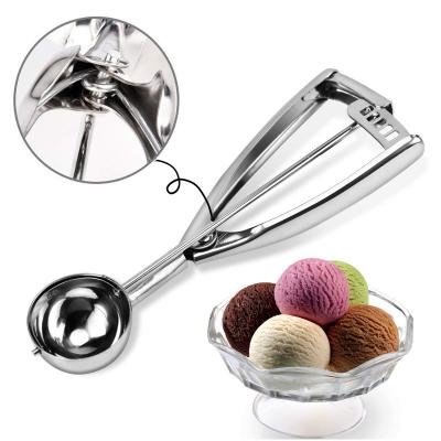 China Viable High Quality Kitchen Tool With Spring Handle Stainless Steel Ice Cream Spoon Melon Ball Spoon Fruit Spoon for sale