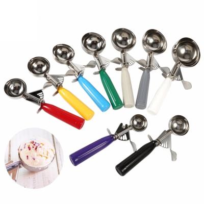 China Viable Wholesale Multi Style Color Summer Kitchen Utensils Stainless Steel Fruit Ball Scoop Ice Cream Scoop for sale