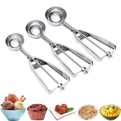 China New High Quality Viable Stainless Steel Ice Cream Scoop Roll Batter Scoop Kitchenware Ice Cream Scoop for sale