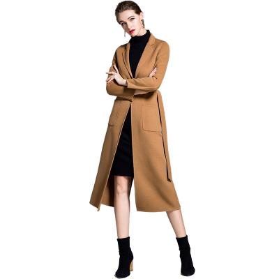 China 2021 Winter Women's Breathable High-end Woolen Overcoat Ditch Coat Jacket Ladies Long Belt Woolen Coat Jacket for sale