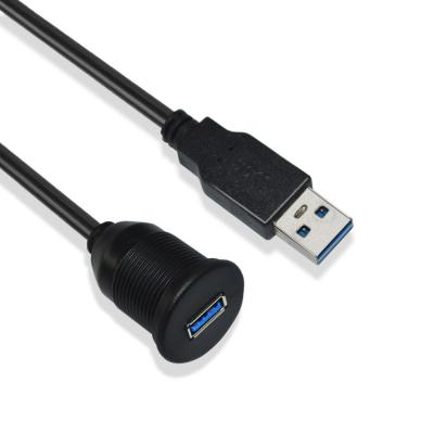 China MP3/MP4 Player Waterproof USB 3.0 A Male Single Port To USB3.0 A Female Car Flush Panel Mount Extension Cable for sale