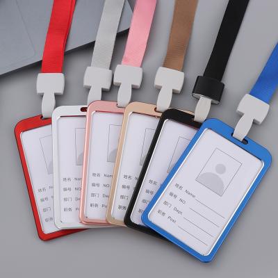 China Fashion New Fashion Aluminum Alloy Work Name Card Holders With Lanyard for sale