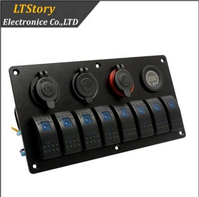 China USB Socket/12V Socket/Voltmeter With Panel 130*120*90mm (8 Gang Rocker Switch 5.12