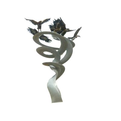 China China Large Size 304 Metal Art Polished Popular Abstract Stainless Steel Statue Sculpture Outdoor Decoration for sale