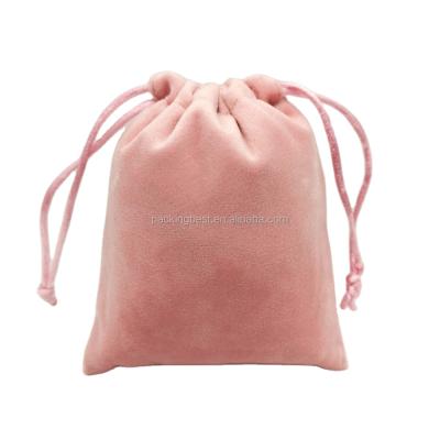 China Good Quality Drawstring Aseptic Gift Bags Pink Flannel Jewelry Pouches 2ply Packaging Bags for sale