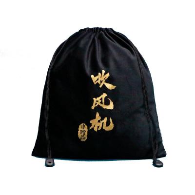 China Luxury Shock Resistance Velvet Drawstring Bag With Gold Printing Drawstring Velvet Bag Custom Logo for sale