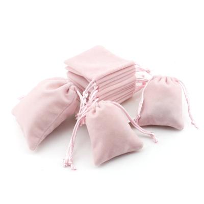 China OEM ODM Dust Bag Pouch Moisture Proof Bulk Manufacturing Sells Small Ring Custom Jewelry Bracelet Logo Drawstring Pink Velvet Wholesale Bag for sale