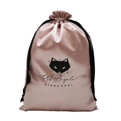 China Drawsting artificial silk satin bag pocket for pajamas or sleepingcoat or bra for sale