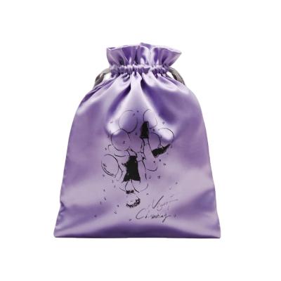 China Custom Drawsting Logo Soft Silk Satin Bags Underwear Hair Extensions Wigs Bundles Bags for sale