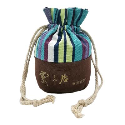 China BIODEGRADABLE muslin gift pouch bag making wholesales small elegant custom logo canvas cotton drawstring mini tea bag for sale