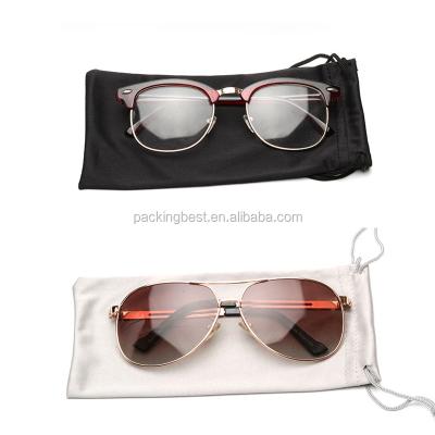 China Drawstring Wholesale Custom Design Felt Microfiber Drawstring Glass Sunglasses Pouch Bags for sale