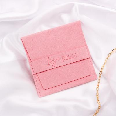 China Custom Logo Microfiber Jewelry Bag Packaging Flap Envelope Flap Jewelry Pouch With Logo for sale